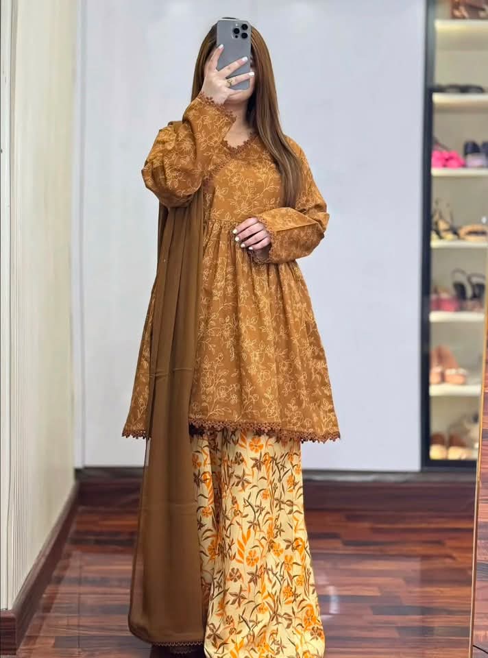 Masterd Yellow Floral Kurti🧡